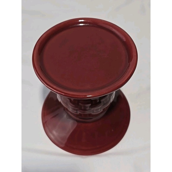 Longaberger Basket Woven Traditions Paprika Pedestal Pillar Candle Holder - Picture 2 of 5